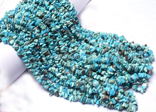 34" Strand Blue Turquoise Uncut Chips Gemstone Beads, Turquoise Howlite Smooth Raw Rough tiny Nugget Bead, Fine Quality Turquoise Beads SALE