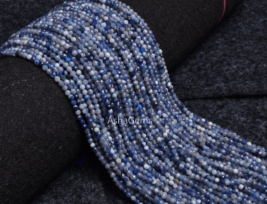 Beautiful dumortierite Micro Cut Beads,3 mm  Shaded Blue dumortierite Faceted Machine Cut Gemstone Beads dumortierite Jewelry Making Crafts