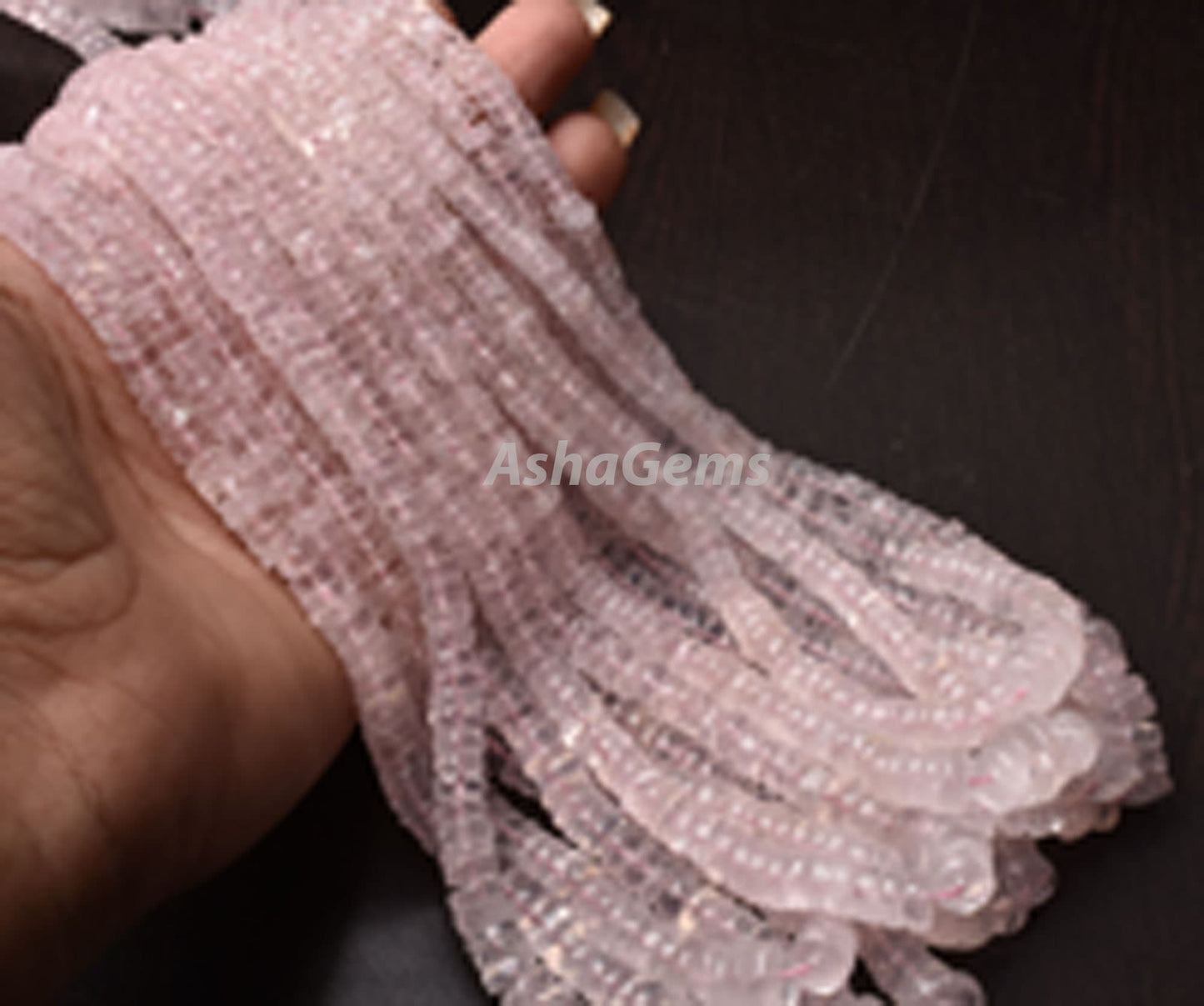 Natural Rose Quartz Smooth Heishi Tyre Gemstone Beads, Pink Rose Quartz, AAA Rose Quartz Bead Heishi Tyre Center Drill Rose Pink Wheel Beads