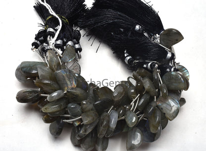Natural Labradorite smooth Fancy Shape Beads,8"Strand Multi Flash labradorite plain Handmade D Shape Bead, Black Rainbow Half Moon Bead SALE