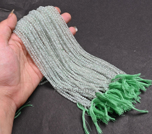 Beautiful Green Amethyst faceted micro cut Rondelle Shape Beads,13" Strand Natural Green Amethyst machine Cut Gemstone Loose Beads Jewelry