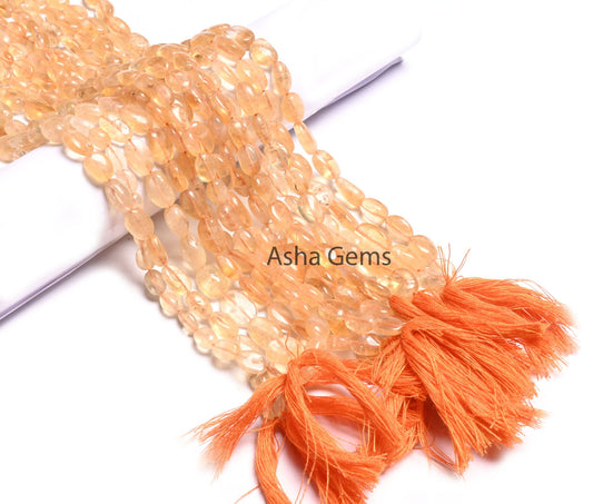 Fine Citrine Smooth Oval Shape Beads,12.5" Strand Natural Yellow Citrine Quartz Plain Handmade Oval Gemstone Loose Beads Jewelry Crafts SALE