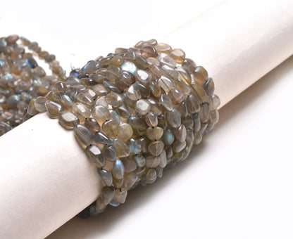 14" Strand Natural Labradorite Smooth Nugget Gemstone Beads, Beautiful Multi Blue Fire Labradorite Uneven Tumble Straight Drill Bead Jewelry
