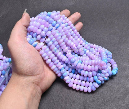 AAA Lavender Blue Opal Smooth Rondelle Beads,16" Strand Shaded Blue Lavender Opal Plain Handmade Gemstone Loose Bead Blue Opal Beads Jewelry