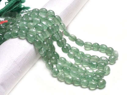 Beautiful Strawberry Quartz Smooth Puff Oval Beads, Natural Green Strawberry Plain Handmade Uneven Oval Gemstone Bead, Fine Strawberry Beads