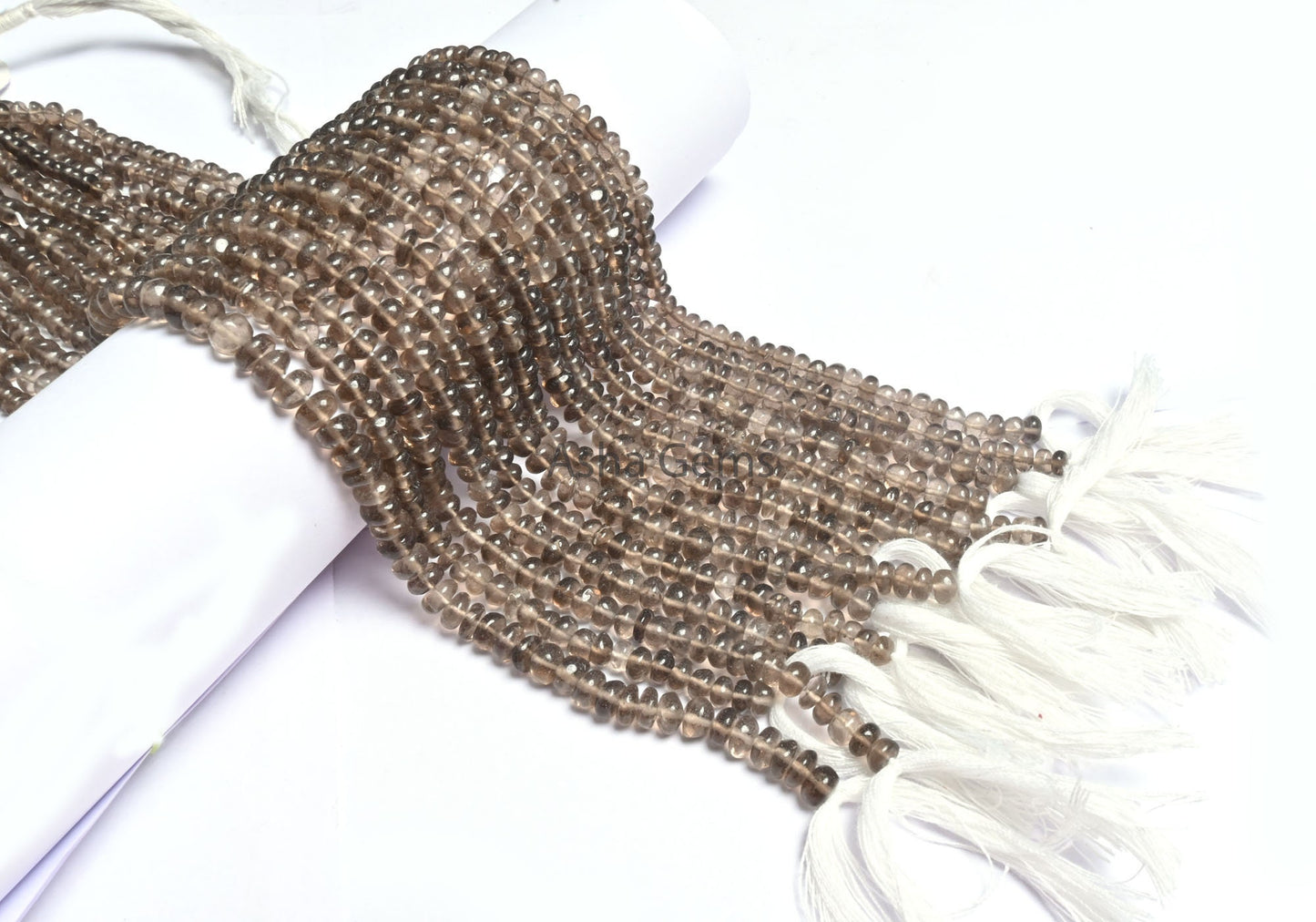 Natural Smoky Quartz Smooth Rondelle Shape Gemstone Beads,12" Strand smoky Plain Handmade Bead, Fine Smoky Beads Jewelry making Handicrafts