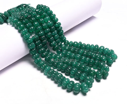 16"Strand Green Quartz Carved Pumpkin Beads, Quartz Carving Watermelon Gemstone Beads,Fine Green Quartz Handmade carve Rondelle Bead Jewelry