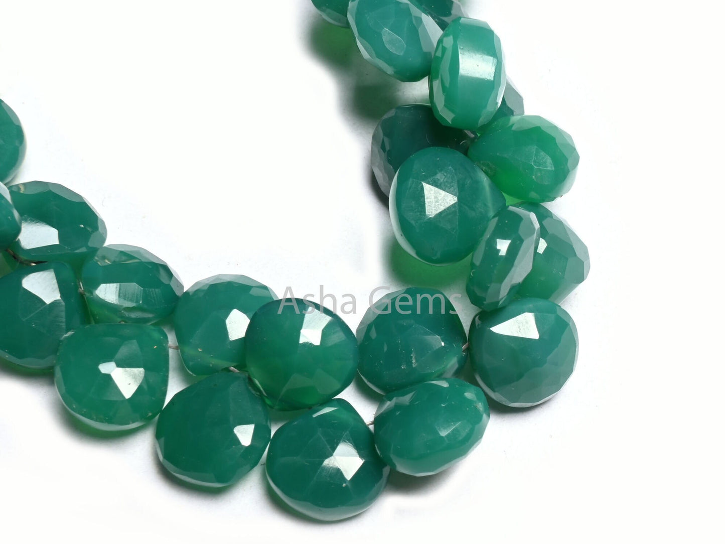 Green Onyx Faceted Heart Shape faceted Gemstone Beads,7" Both Side Loop Green Onyx Heart Briolette Side Drill Bead Jewelry Making Craft SALE