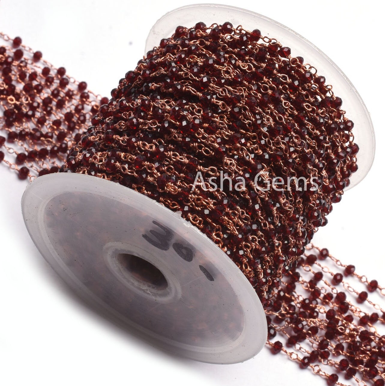 Beautiful Red Garnet Hydro Beads Faceted Rondelle Rosary Chain 1,10,50 Feet Rose Gold Plated Beaded Handmade Chain Jewelry Making Handicraft