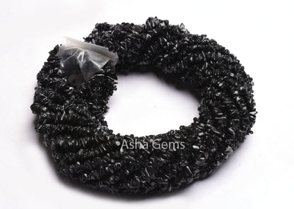 Black Obsidian Smooth Uncut Chips Beads,34" Strand natural Obsidian Smooth Raw rough Tiny Black Obsidian Beads For Jewelry making Craft SALE