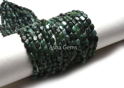 Natural Sakota Green Emerald Smooth Oval Beads,13" Emerald Plain Uneven Oval Straight Drill Gemstone Emerald Beads Jewelry Making Handicraft