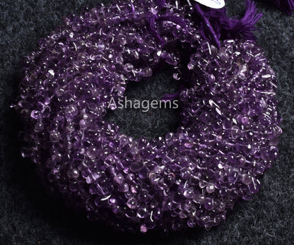 Natural Amethyst Smooth Drops Shape Beads Gemstone,13" Strand Brazil Amethyst Drops, Amethyst Side Drill Teardrop Handmade Indian Beads SALE