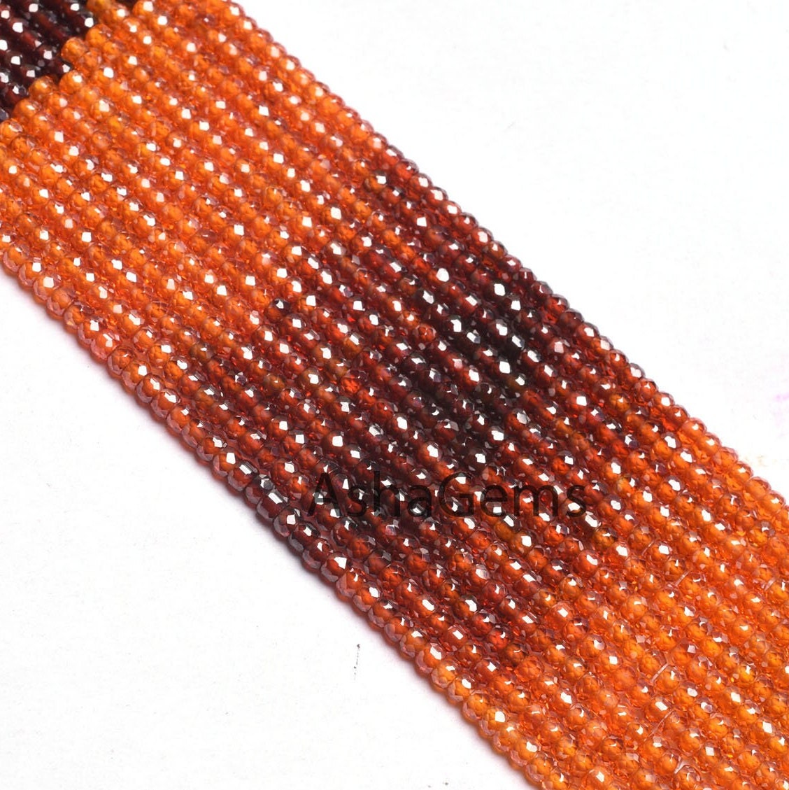 Shaded orange red zircon Faceted Rondelle Beads,13" Strand Cubic zirconia beads,3mm AAA Zircon Micro Cut Machine Cut Bead Jewelry Craft SALE