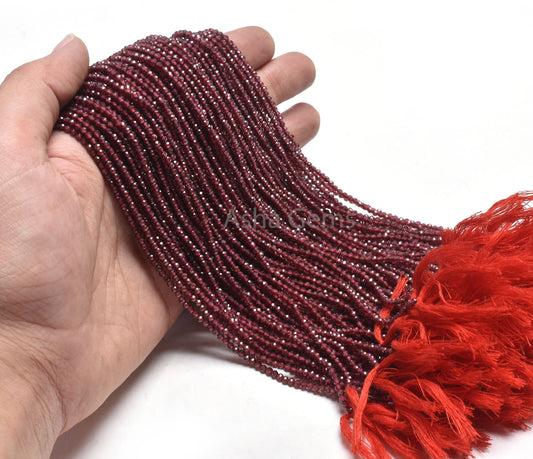 2.5 mm AAA Garnet Micro Cut Gemstone Beads, Natural Red Garnet Faceted Rondelle Shape Machine Cut Beads, Garnet Bead For Jewelry making SALE
