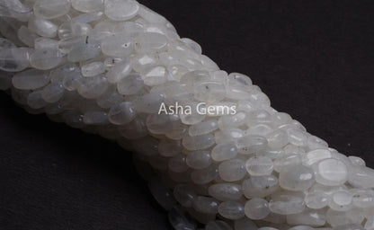 13"Strand Rainbow Moonstone Smooth Oval Shape Gemstone Loose Beads, White Rainbow uneven Oval handmade Bead Blue Fire Rainbow Moonstone bead