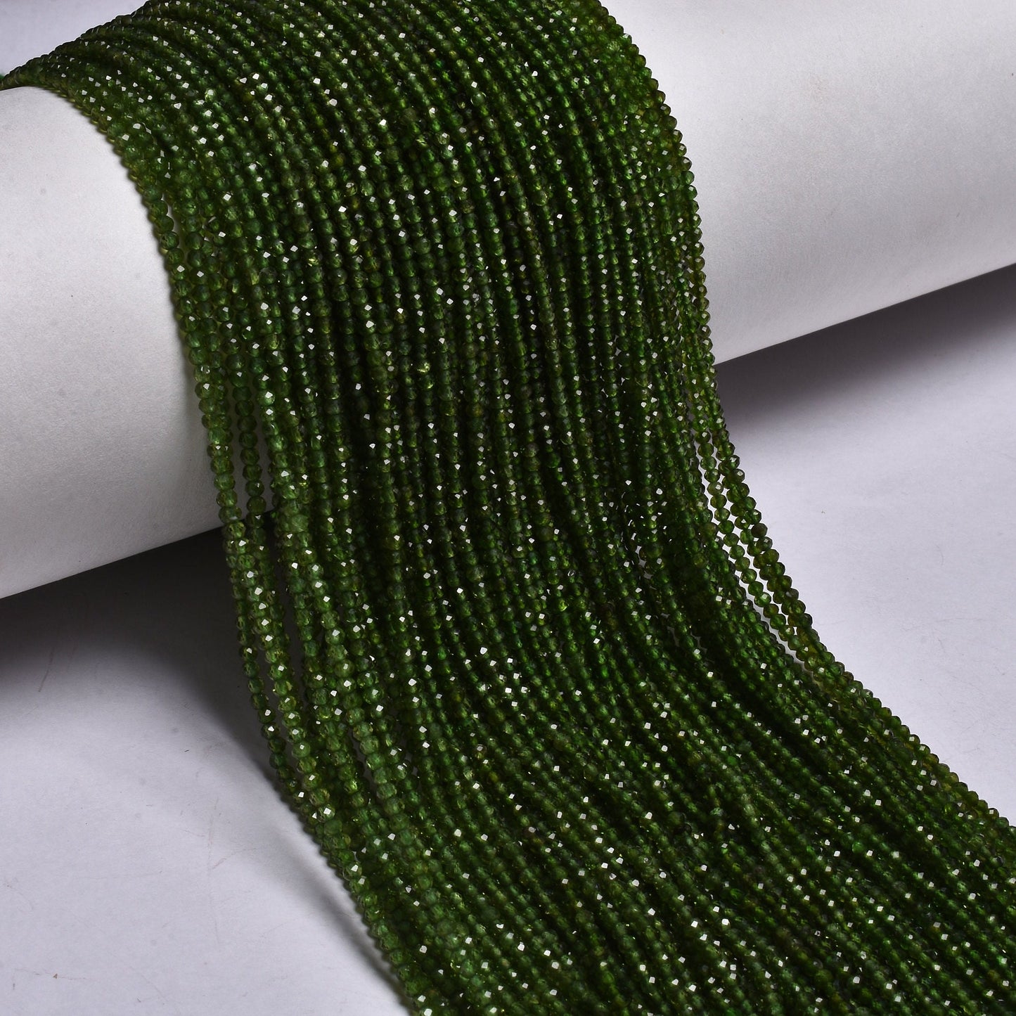 AAA Green Chrome Diopside Faceted Rondelle Beads,Beautiful Chrome Diopside Machine Cut Micro Faceted Gemstone Bead Strand Jewelry craft SALE