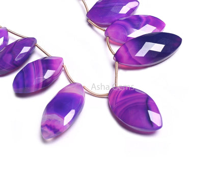 Shaded Purple Blue Chalcedony Marquise Shape Faceted Beads, Fine Chalcedony Fancy Marquise Side Drill Briolette Gemstone Bead Jewelry Making