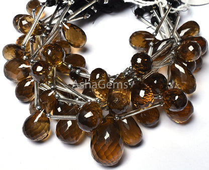 Top Quality Beer Quartz Faceted Drops Shape Beads, AAA Natural Beer Quartz Side Drill Teardrop Gemstone Beads For Necklace Jewelry Quartz