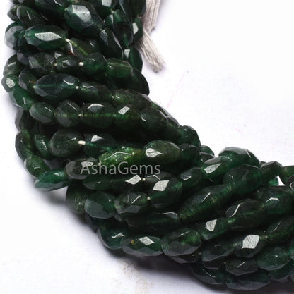 Beautiful Green Mica Faceted Oval Shape Beads,13" Strand Natural Mica Indian Cut Oval Gemstone Beads Green Mica Handmade Briolette Bead SALE