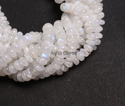 Natural Flash rainbow moonstone Smooth rondelle Shape beads,13"Strand Blue fire Rainbow Plain Handmade gemstone bead White rainbow Bead SALE