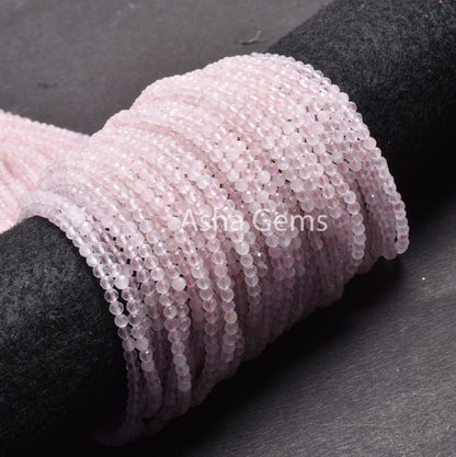 3.5 mm Natural Pink Rose Quartz Micro Faceted Round ball Beads, Fine Rose Quartz Machine Cut roundelle  Gemstone Beads Rose quartz Jewelry