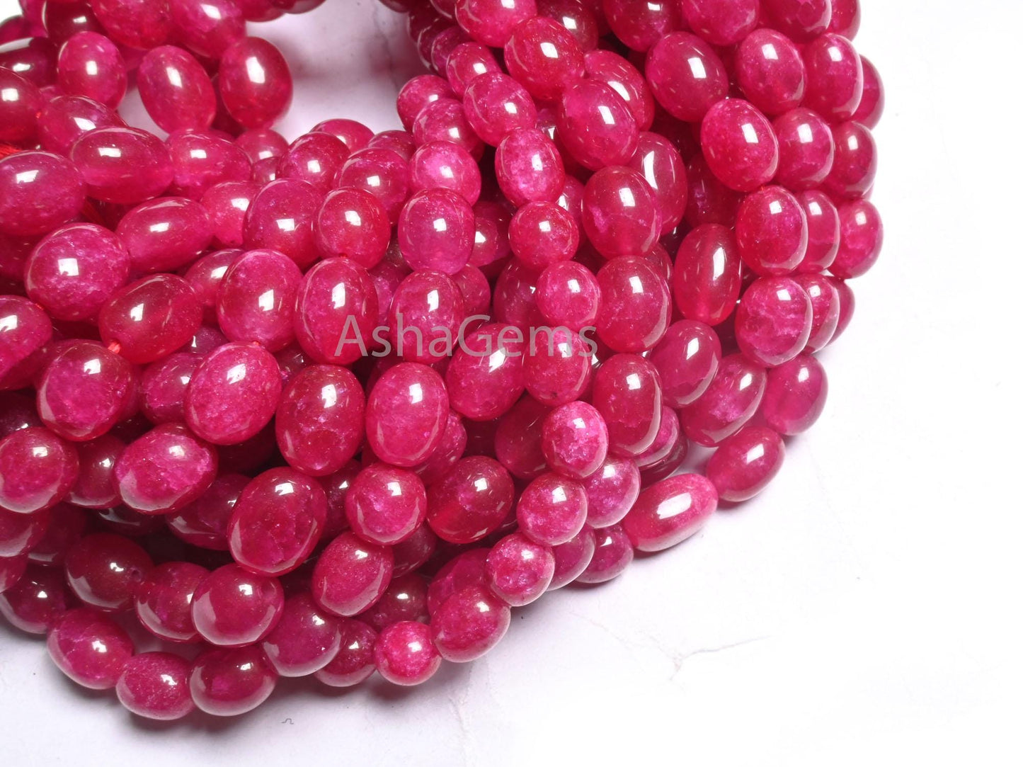 Beautiful Pink Quartz Smooth Puff Oval Shape Beads,9/18" Fine Red Pink Quartz Handmade Oval Straight Drill Gemstone Beads Jewelry Craft SALE