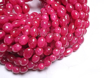 Beautiful Pink Quartz Smooth Puff Oval Shape Beads,9/18" Fine Red Pink Quartz Handmade Oval Straight Drill Gemstone Beads Jewelry Craft SALE