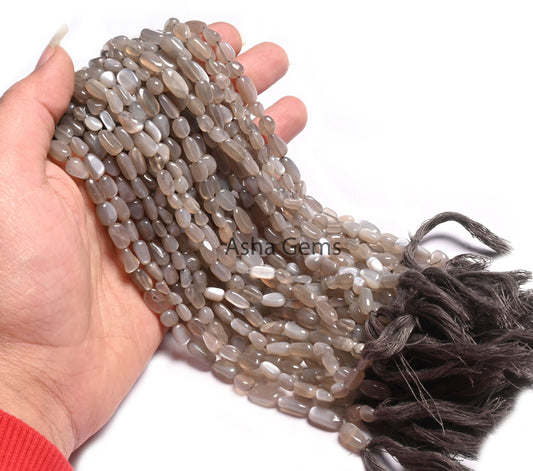 Beautiful Grey Moonstone Nugget smooth Gemstone Loose Beads, Light Grey Moonstone Handmade Tumble Beads Fine Moonstone Jewelry making Crafts (AG 22292)