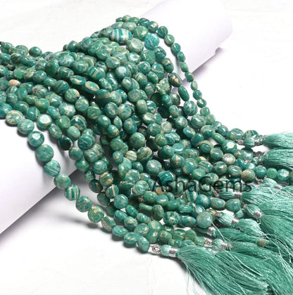 Natural Amazonite Smooth Coin Shape Handmade Beads,8" Shaded Blue Amazonite Coin Straight Drill Gemstone Amazonite Beads Jewelry Craft SALE