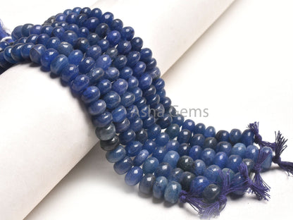 Fine Blue Tanzanite Smooth Gemstone Loose Beads, Tanzanite Plain Handmade Rondelle Shape Beads TZ, Tanzanite Beads For Jewelry Making Craft
