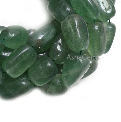 Natural Green Strawberry Quartz Smooth Nugget Shape Gemstone Beads, Strawberry Plain Uneven Big Size Nugget Tumble Bead Jewelry making Craft