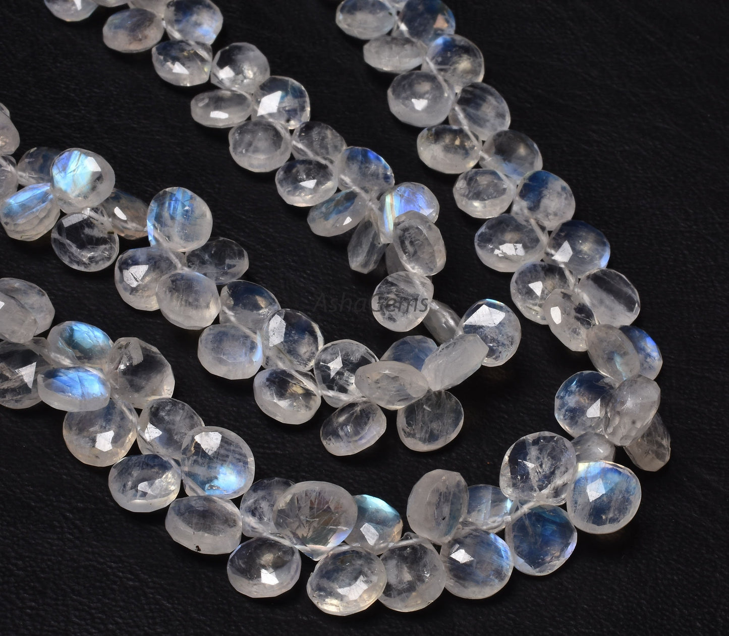 Blue Fire Rainbow Moonstone Heart Shape Faceted Gemstone Loose Beads,6-7mm AAA Rainbow Moonstone Bead, Natural White Rainbow Heart Bead SALE