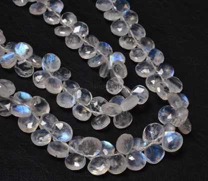 Blue Fire Rainbow Moonstone Heart Shape Faceted Gemstone Loose Beads,6-7mm AAA Rainbow Moonstone Bead, Natural White Rainbow Heart Bead SALE