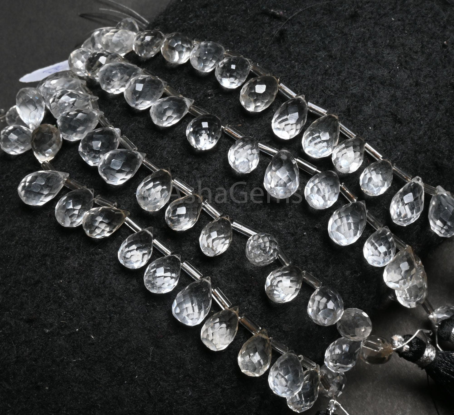 Natural White Crystal Quartz Faceted Drop Beads, Fine Quality Crystal Side Drill Teardrop Briolette Gemstone Beads Jewelry making Craft SALE