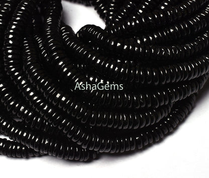 AAA Natural Black Spinel Smooth Tyre Shape Heishi Gemstone Beads,Spinel Smooth Tyre,Heishi Beads,Spinal Loose Beads Jewelry Making Crafts