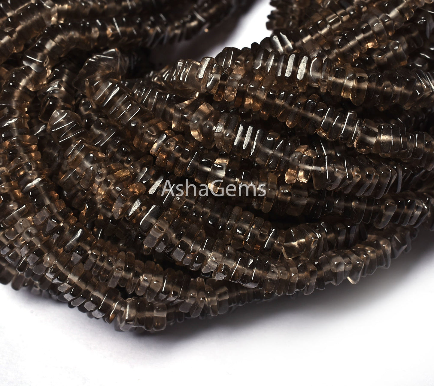 Natural Smoky Quartz Smooth Heishi Square Shape Gemstone Beads, Smoky Flat Beads, 4.5-5 mm Smoky Loose Beads Handmade Jewelry Making Crafts