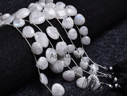 7.5 Inch Strand natural Rainbow Moonstone Smooth Heart Shape beads, White Rainbow Plain Heart Gemstone beads, Rainbow Moonstone Jewelry Sale