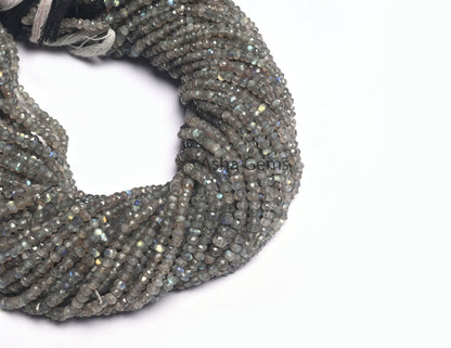 Natural Fire labradorite Faceted Rondelle Gemstone Beads,13" Fine labradorite Indian Machine Cut Beads, Labradorite Beads Jewelry Craft Sale