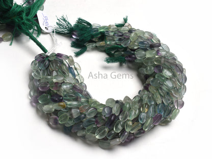 Fine Shaded Green Fluorite Oval Smooth Handmade Beads,12.5" Natural Fluorite Straight Drill Plain Oval Gemstone Beads, Fluorite Bead Jewelry