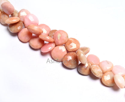 Beautiful Pink Opal Faceted Heart Shape Beads,11.5-14mm Shaded Pink Opal Beads, Fine natural Opal Heart Briolette Gemstone Bead Jewelry SALE (AG 18605)