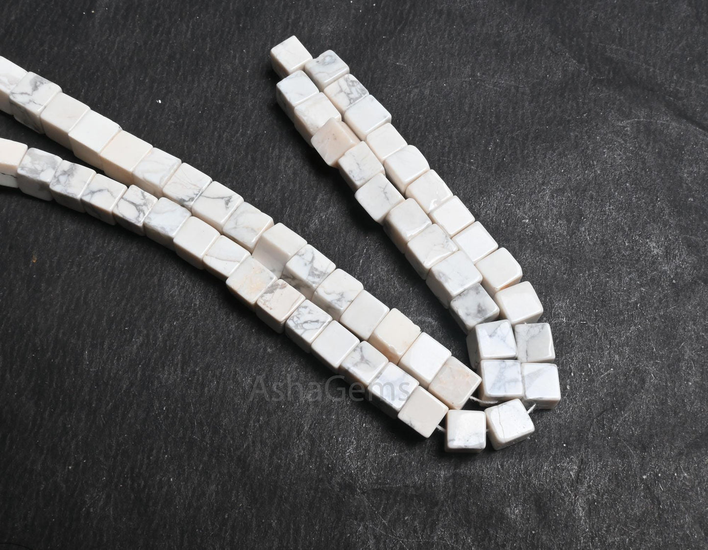 Fine White Howlite Smooth 3D Cube Box Shape Beads, Beautiful Howlite Plain Handmade Cube Gemstone Center Drill Howlite Beads Jewelry Crafts