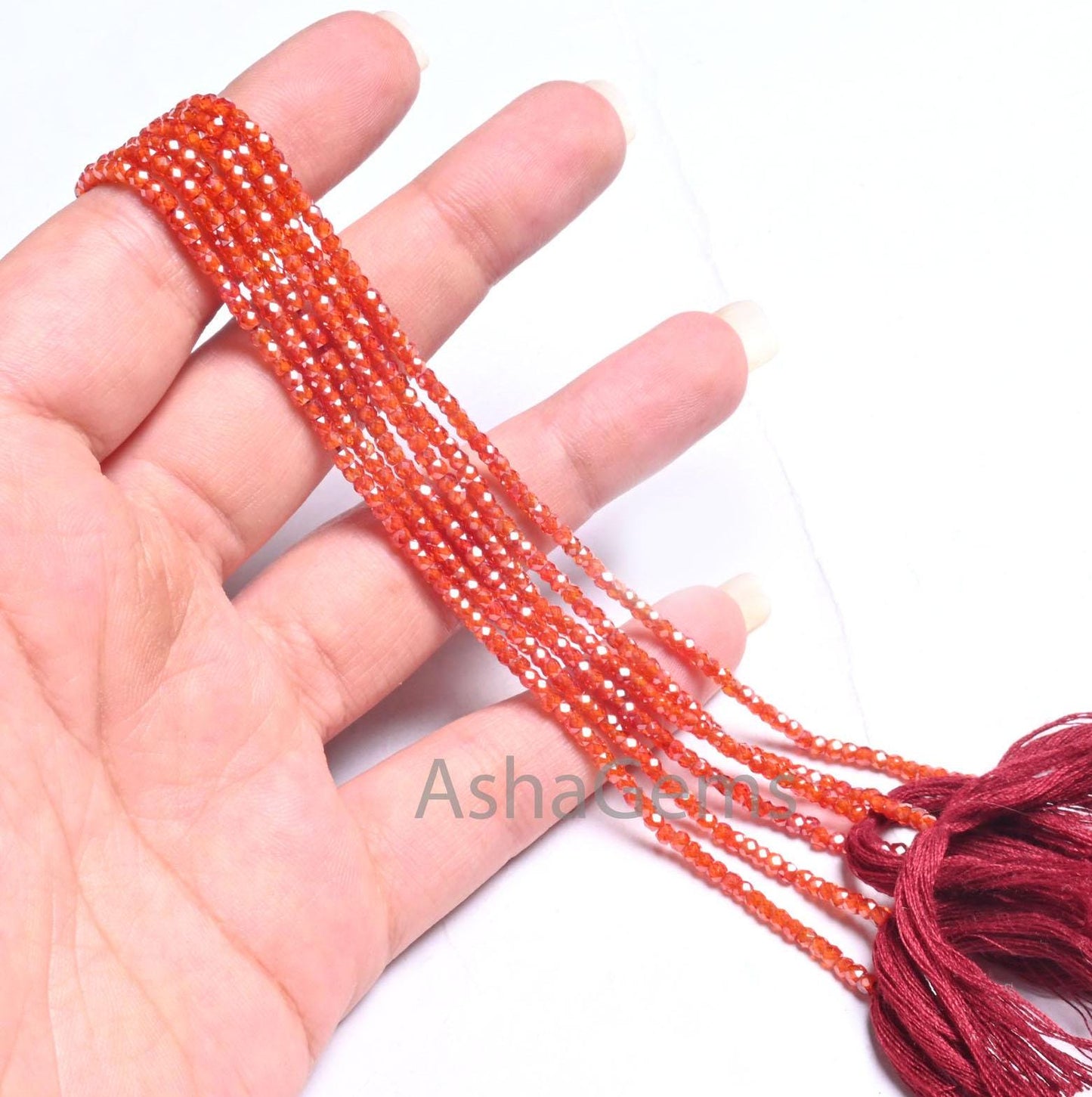 13.5" Strand AAA Quality Orange Zircon Micro Cut Tiny faceted beads,2.5 mm Dark Orange Cubic Zircon Machine Cut Rondelle Beads Jewelry Craft
