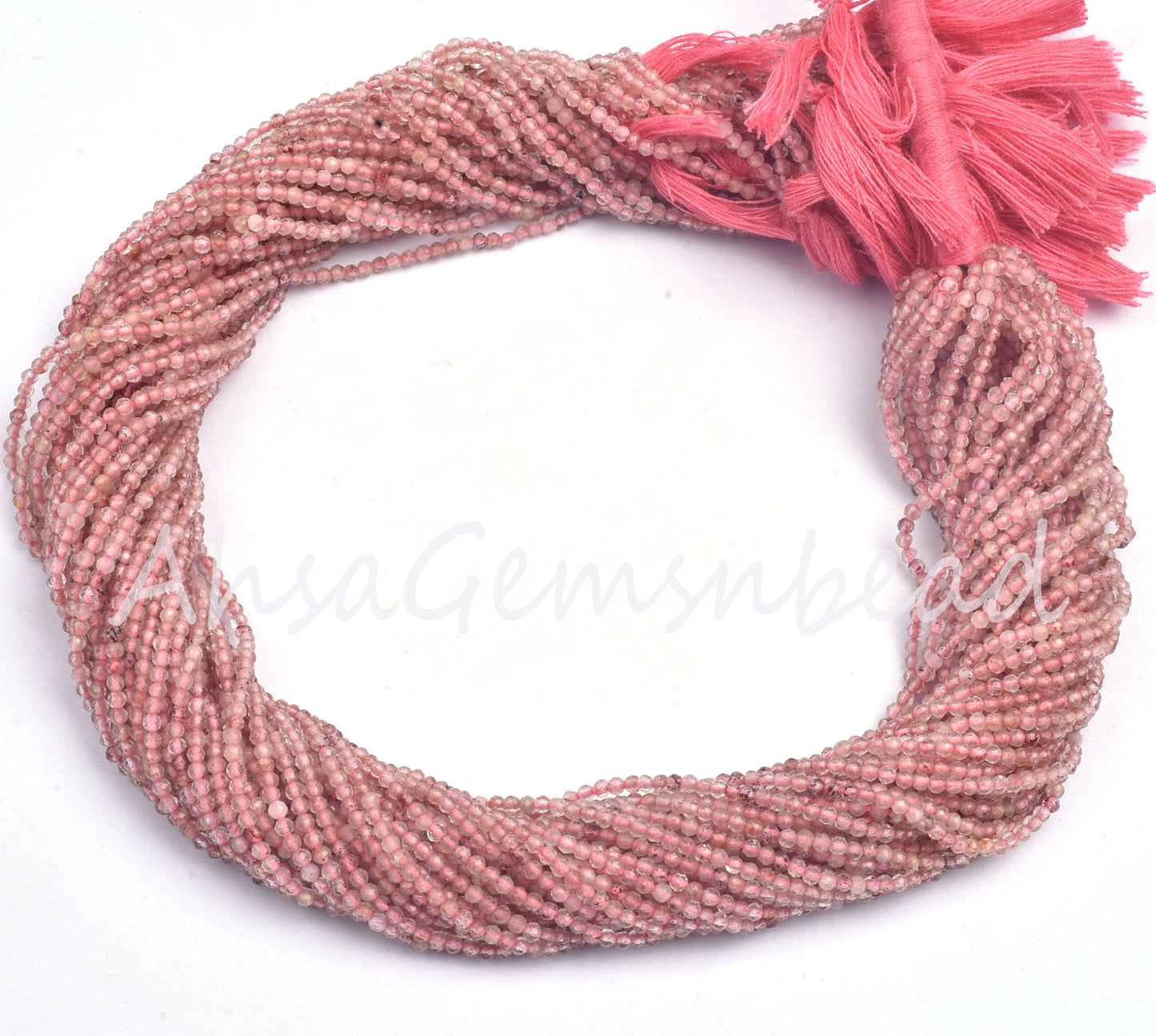 Amazing Pink Strawberry Faceted Rondelle Shape Beads, natural Strawberry Micro Faceted Machine Cut Beads, Pink Gemstone Tiny Beads, Jewelry