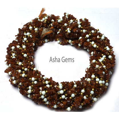 34" Strand Natural Hessonite Uncut Chips Beads, Brown Hessonite garnet Gemstone Raw Rough Smooth Tiny Beads, Hessonite Finding Bead Jewelry