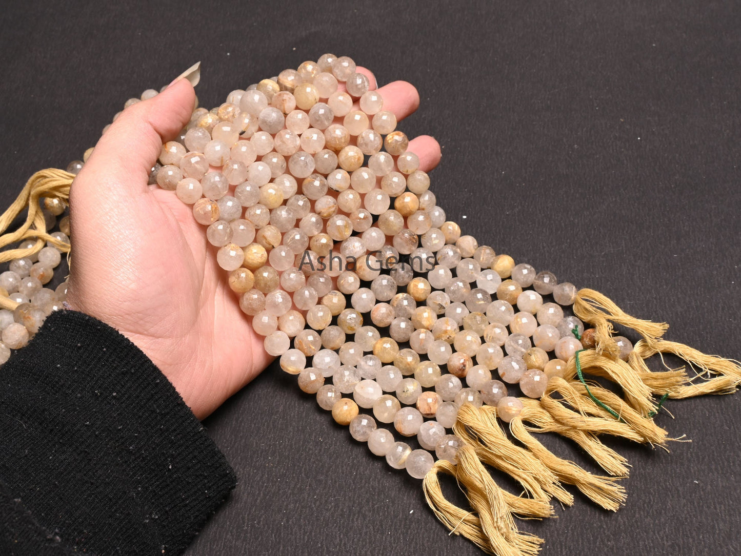 Beautiful Golden Rutile Faceted Round Shape Gemstone Beads, Natural Golden Rutile Indian Cut Round Ball Rutile Beads Jewelry handicraft SALE
