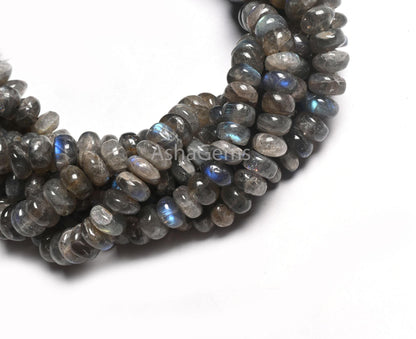 Natural Fire Labradorite Smooth Rondele handmade Beads,9" Strand Black Rainbow Bead Flashy Labradorite Gemstone Rondelle Beads Jewelry Craft