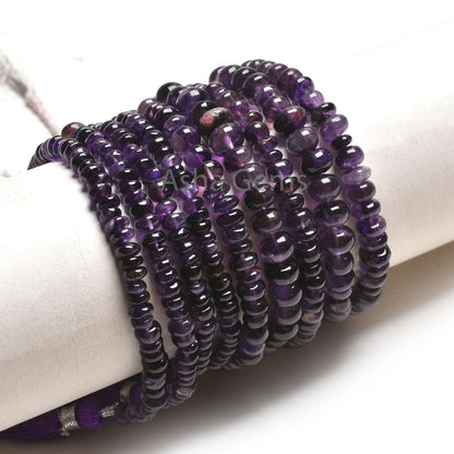 Beautiful Amethyst Smooth Rondelle Shape Beads, Natural Purple Amethyst Plain Handmade Gemstone Loose Beads Amethyst Bead Jewelry Craft SALE