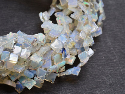 Natural Ethiopian Opal Smooth Uneven Square Shape Beads,Flashy Welo Fire White Ethiopian Opal Fancy Kite Gemstone Handmade Bead Jewelry SALE