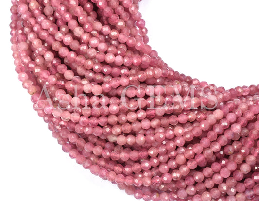 Beautiful Natural Pink Tourmaline Micro Cut Beads,3.2mm Tourmaline Faceted Machine Cut Rondelle Gemstone Beads Tourmaline Jewelry Craft SALE