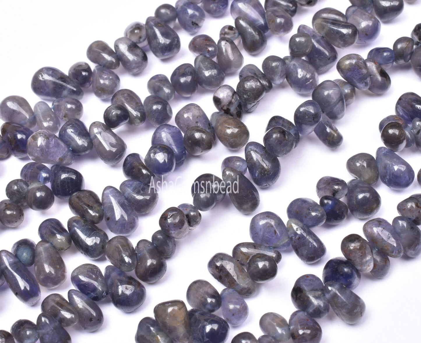 Beautiful Blue Iolite smooth Drops Shape Beads, Natural Iolite Side Drill Drops,13" Iolite Plain Teardrop Handmade Iolite Beads Jewelry SALE